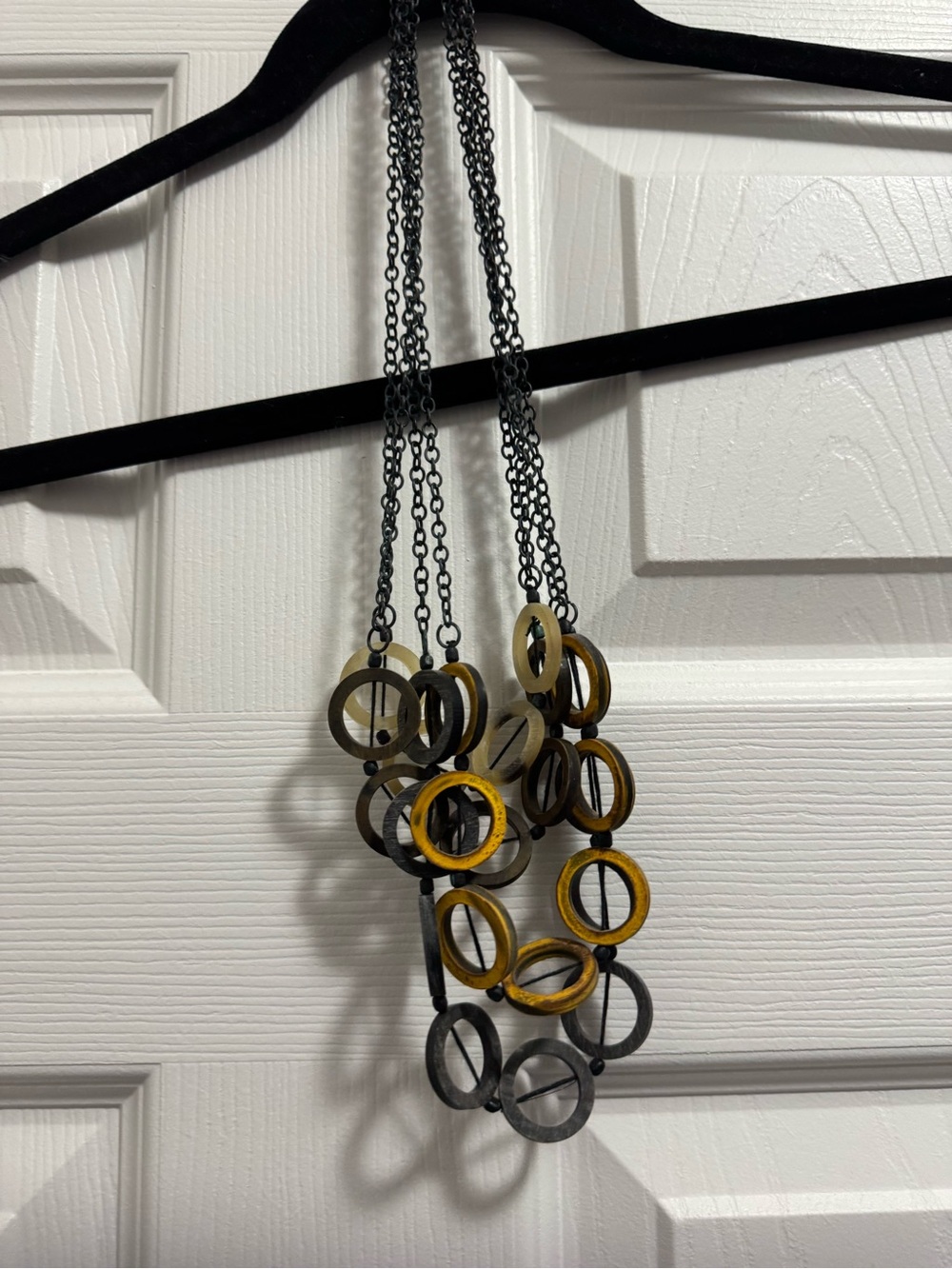 Black and Yellow Multi-Ring Statement Necklace
